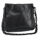 PRADA Chain Shoulder Bag Leather Black Auth 146885-1