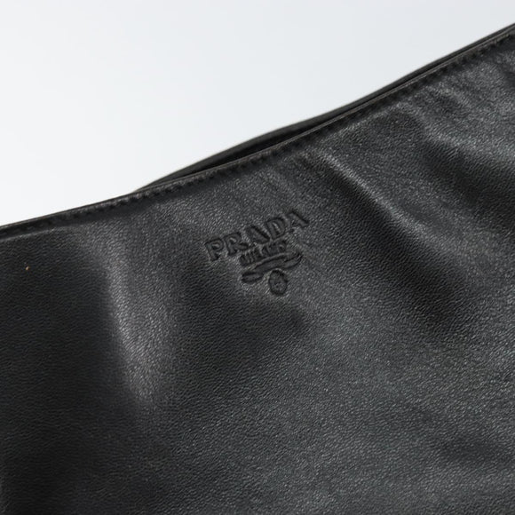 PRADA Chain Shoulder Bag Leather Black Auth 146885