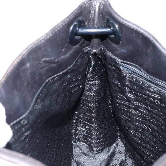 PRADA Chain Shoulder Bag Leather Black Auth 146885