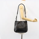 PRADA Chain Shoulder Bag Leather Black Auth 146885-21