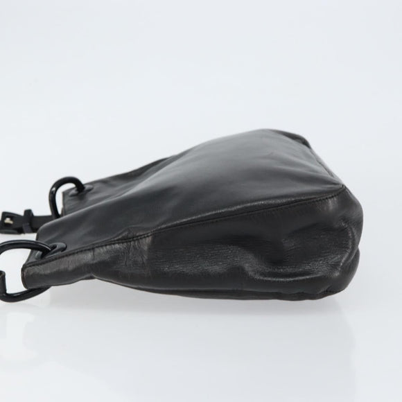 PRADA Chain Shoulder Bag Leather Black Auth 146885