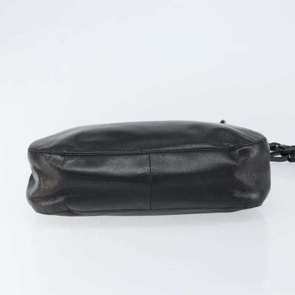 PRADA Chain Shoulder Bag Leather Black Auth 146885