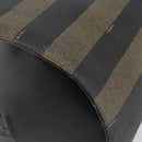 FENDI Pecan Canvas Shoulder Bag PVC Black Brown Auth 146897-10