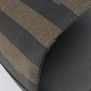 FENDI Pecan Canvas Shoulder Bag PVC Black Brown Auth 146897-13