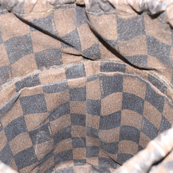 FENDI Pecan Canvas Shoulder Bag PVC Black Brown Auth 146897