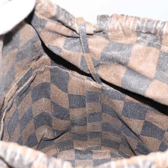 FENDI Pecan Canvas Shoulder Bag PVC Black Brown Auth 146897