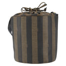 FENDI Pecan Canvas Shoulder Bag PVC Black Brown Auth 146897-2