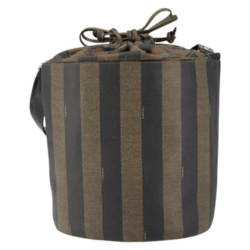 FENDI Pecan Canvas Shoulder Bag PVC Black Brown Auth 146897 - 0