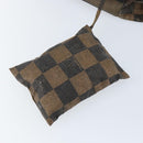 FENDI Pecan Canvas Shoulder Bag PVC Black Brown Auth 146897-21