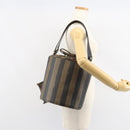 FENDI Pecan Canvas Shoulder Bag PVC Black Brown Auth 146897-24