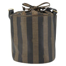 FENDI Pecan Canvas Shoulder Bag PVC Black Brown Auth 146897-3