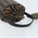 FENDI Pecan Canvas Shoulder Bag PVC Black Brown Auth 146897-7