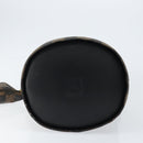 FENDI Pecan Canvas Shoulder Bag PVC Black Brown Auth 146897-9