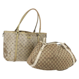 GUCCI GG Canvas Shoulder Bag 2 Set Red Gold Auth 146898