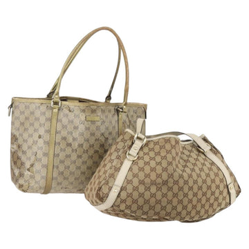 GUCCI GG Canvas Shoulder Bag 2 Set Red Gold Auth 146898