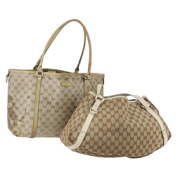 GUCCI GG Canvas Shoulder Bag 2 Set Red Gold Auth 146898