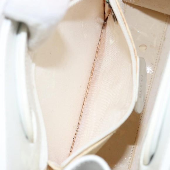 GUCCI Hand Bag Leather White Gold 001 2122 1773 Auth 146899