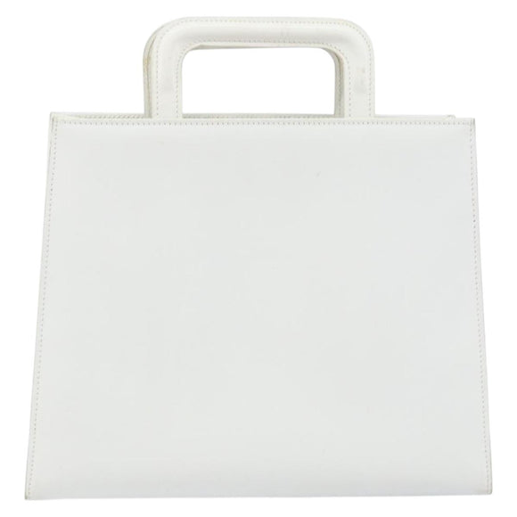 GUCCI Hand Bag Leather White Gold 001 2122 1773 Auth 146899