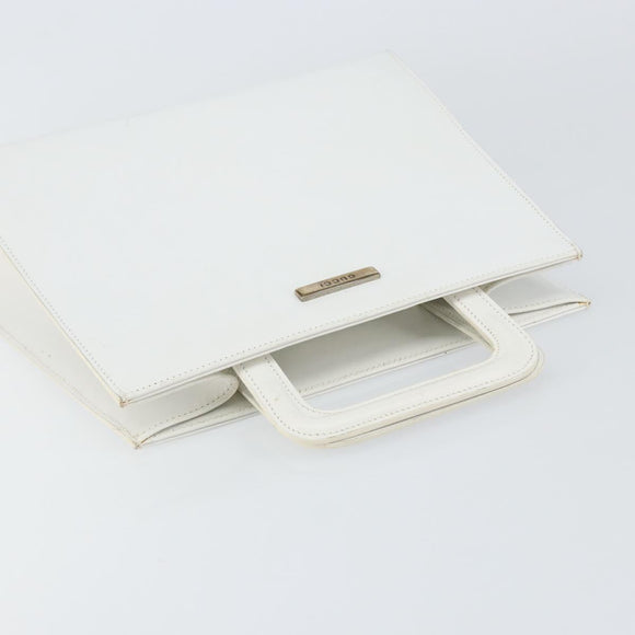 GUCCI Hand Bag Leather White Gold 001 2122 1773 Auth 146899