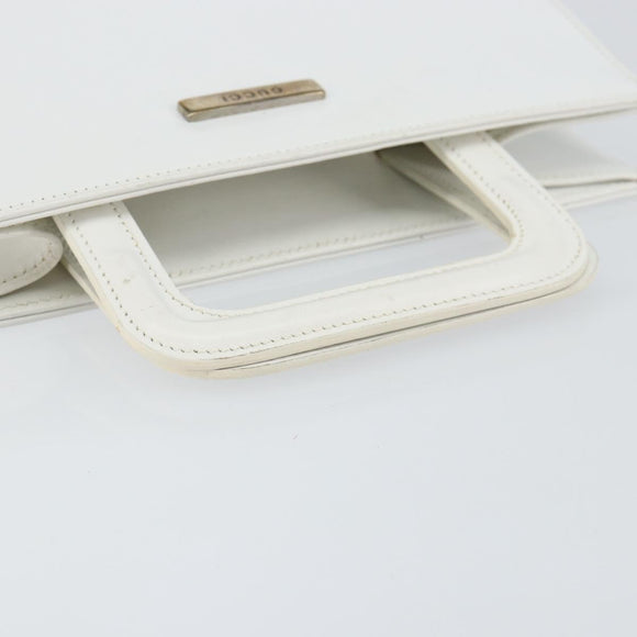 GUCCI Hand Bag Leather White Gold 001 2122 1773 Auth 146899