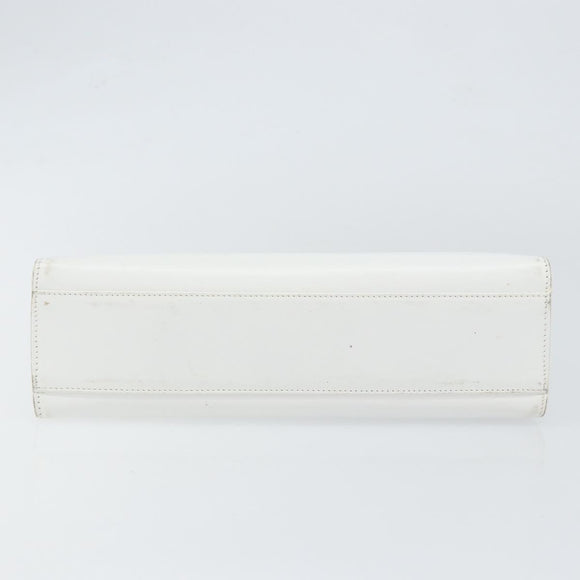 GUCCI Hand Bag Leather White Gold 001 2122 1773 Auth 146899