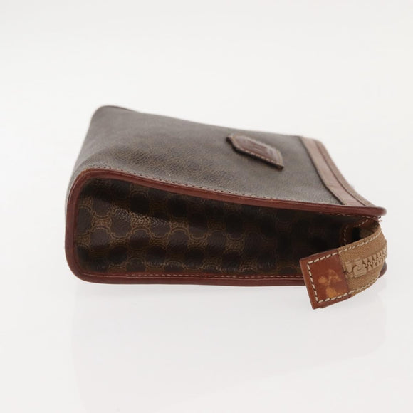 Christian Dior Celine Macadam Canvas Tas PVC Leer 2-delig Bruin Marineblauw Authentiek 146900