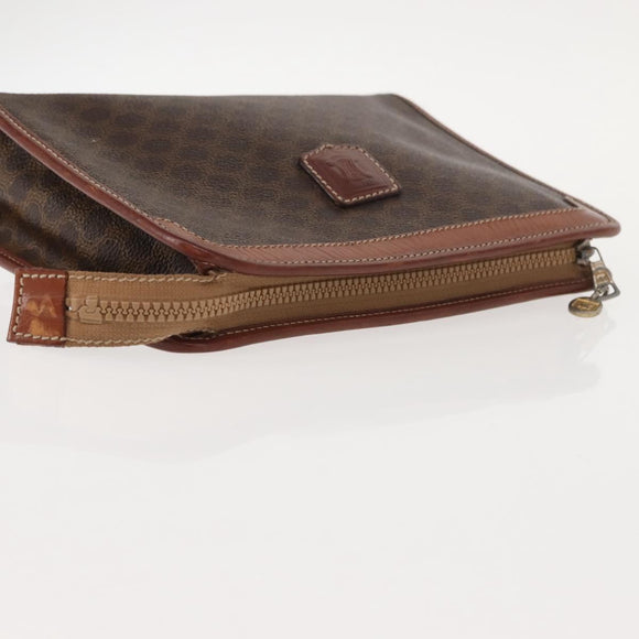 Christian Dior Celine Macadam Canvas Tas PVC Leer 2-delig Bruin Marineblauw Authentiek 146900