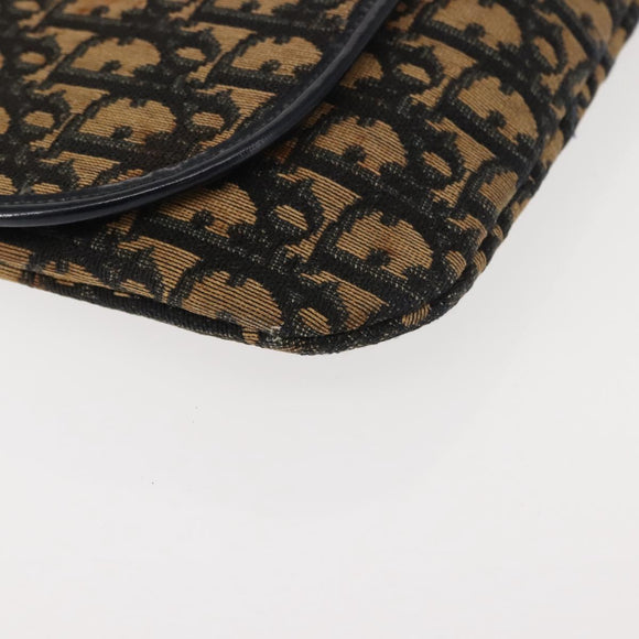 Christian Dior Celine Macadam Canvas Tas PVC Leer 2-delig Bruin Marineblauw Authentiek 146900