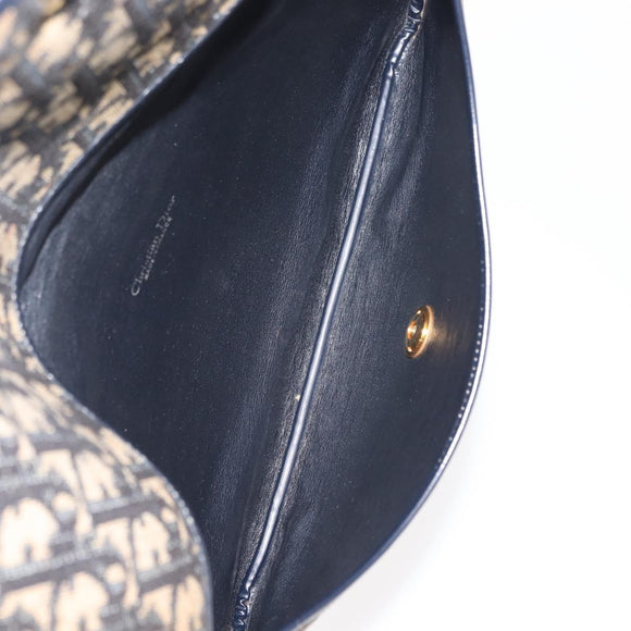 Christian Dior Celine Macadam Canvas Tas PVC Leer 2-delig Bruin Marineblauw Authentiek 146900