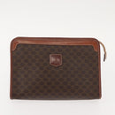 Christian Dior Celine Macadam Canvas Tas PVC Leer 2-delig Bruin Marineblauw Authentiek 146900-9