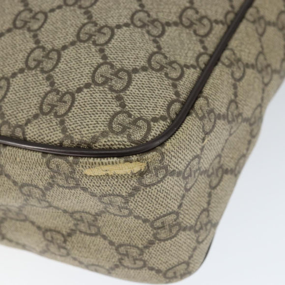 GUCCI GG Supreme Shoulder Bag PVC Brown Gold 201448 Auth 146911