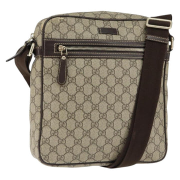 GUCCI GG Supreme Shoulder Bag PVC Brown Gold 201448 Auth 146911