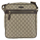 GUCCI GG Supreme Shoulder Bag PVC Brown Gold 201448 Auth 146911-13