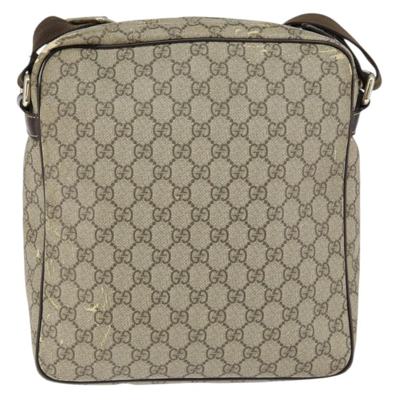 GUCCI GG Supreme Shoulder Bag PVC Brown Gold 201448 Auth 146911