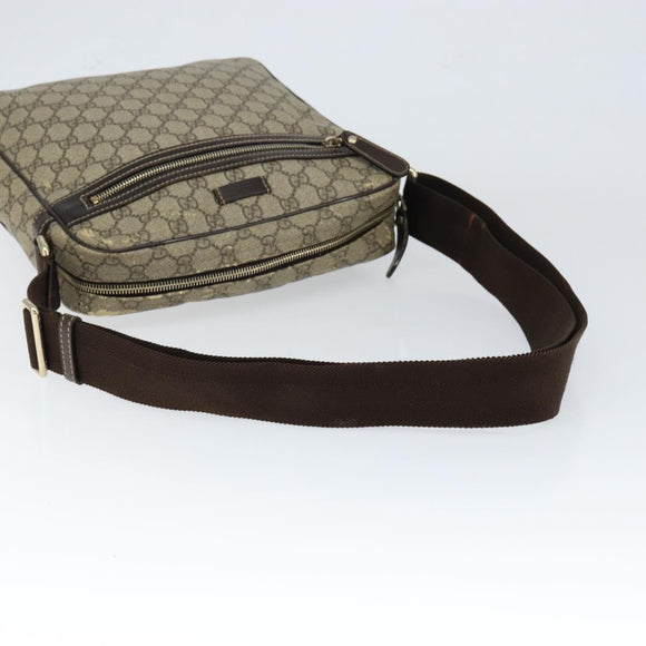 GUCCI GG Supreme Shoulder Bag PVC Brown Gold 201448 Auth 146911