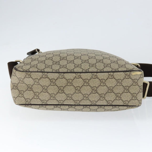 GUCCI GG Supreme Shoulder Bag PVC Brown Gold 201448 Auth 146911