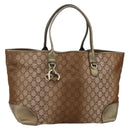 GUCCI GG Canvas Heart Bit Tote Bag Beige Gold 269956 Auth 146912-1