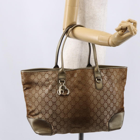 GUCCI GG Canvas Heart Bit Tote Bag Beige Gold 269956 Auth 146912
