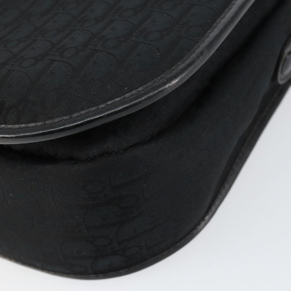 Christian Dior Trotter Canvas Shoulder Bag Black Gold Auth 146914