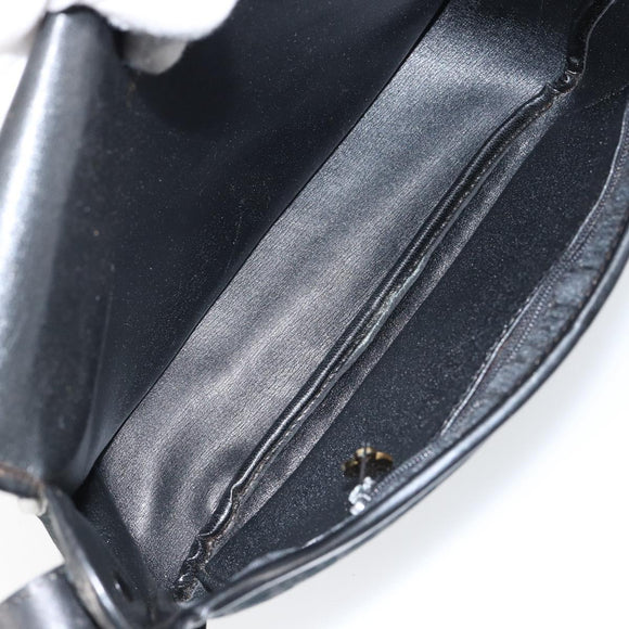 Christian Dior Trotter Canvas Shoulder Bag Black Gold Auth 146914