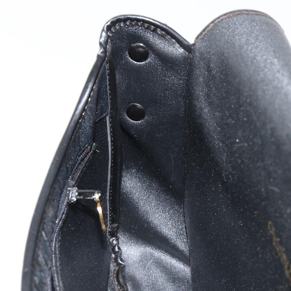 Christian Dior Trotter Canvas Shoulder Bag Black Gold Auth 146914