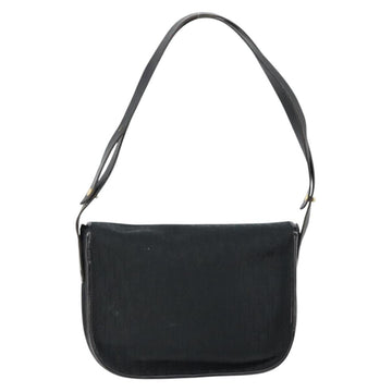 Christian Dior Trotter Canvas Shoulder Bag Black Gold Auth 146914 - 0