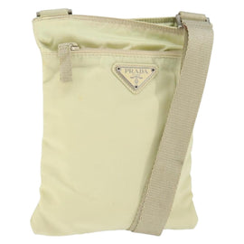 PRADA Shoulder Bag Nylon Ivory Silver Auth 146915