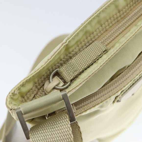 PRADA Shoulder Bag Nylon Ivory Silver Auth 146915