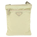 PRADA Shoulder Bag Nylon Ivory Silver Auth 146915-13