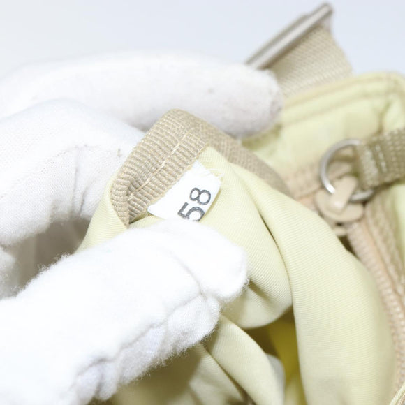 PRADA Shoulder Bag Nylon Ivory Silver Auth 146915