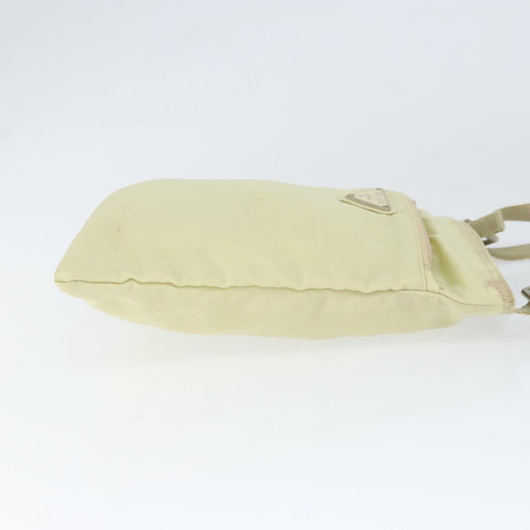 PRADA Shoulder Bag Nylon Ivory Silver Auth 146915