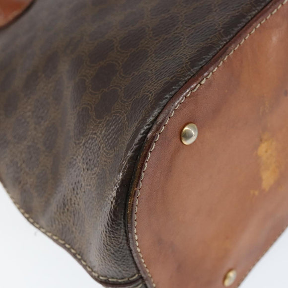 CELINE Macadam Canvas Hand Bag PVC Leather Brown Gold Auth 146916