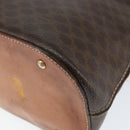 CELINE Macadam Canvas Hand Bag PVC Leather Brown Gold Auth 146916-16
