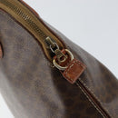CELINE Macadam Canvas Hand Bag PVC Leather Brown Gold Auth 146916-9